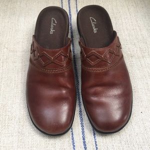 CLARKS Brown Leather Clogs